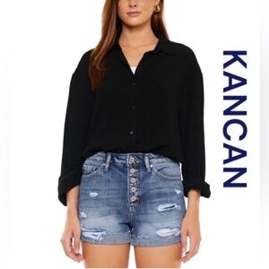 KANCAN Jovana Ultra High Rise Shorts, Cuffed Hem, Size 5/26.